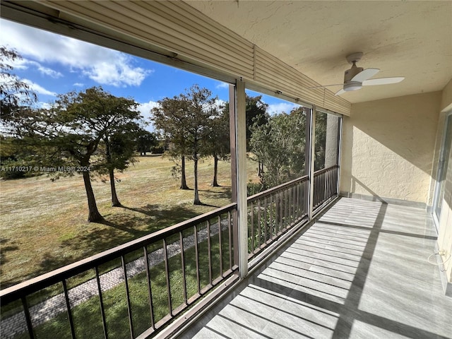 balcony with ceiling fan