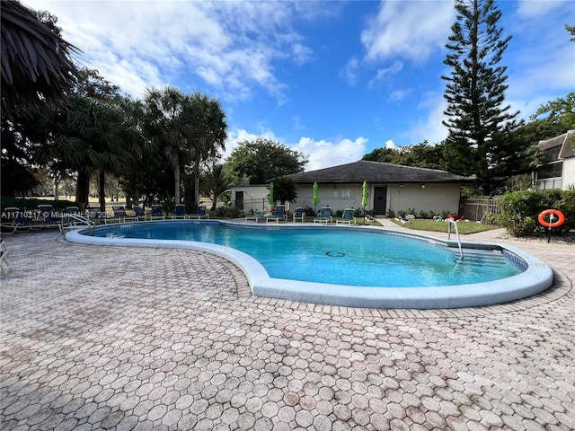 view of pool featuring a patio