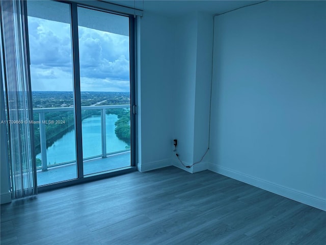 empty room with hardwood / wood-style floors and a healthy amount of sunlight