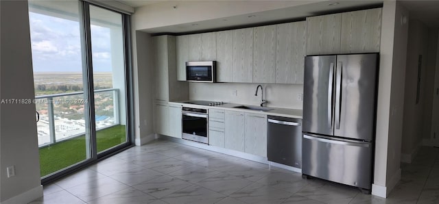 kitchen with plenty of natural light, sink, and stainless steel appliances