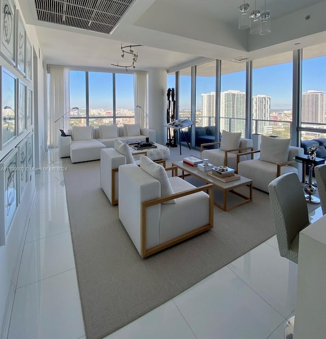 view of tiled living room