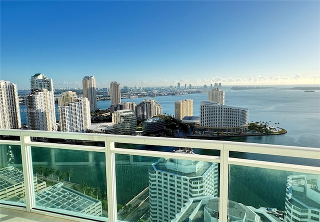 balcony with a water view