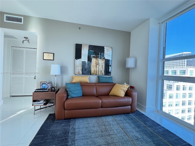 view of tiled living room