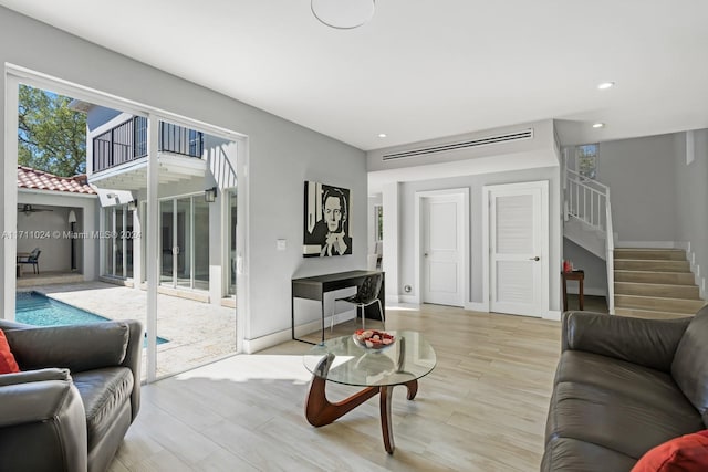 living room featuring light hardwood / wood-style floors