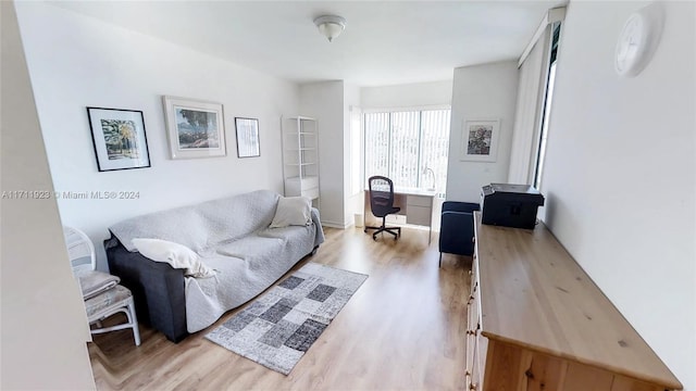 living room with light hardwood / wood-style floors