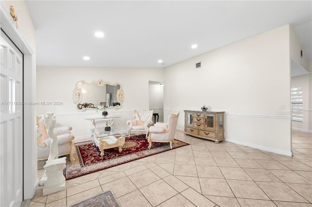 view of tiled living room