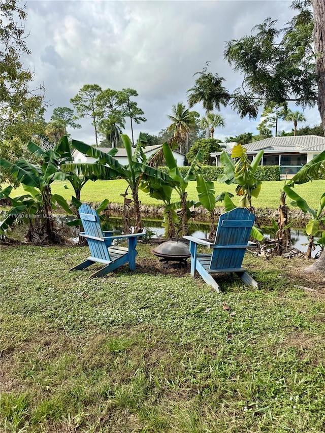 view of home's community featuring a water view and a yard