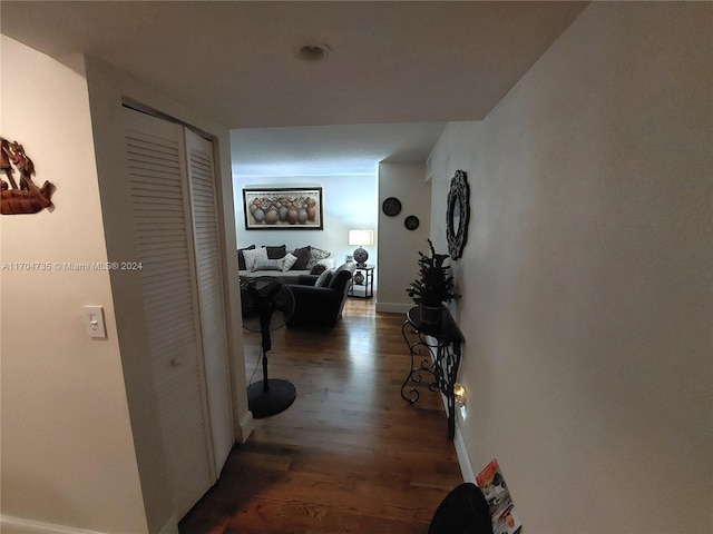 hall featuring dark hardwood / wood-style floors