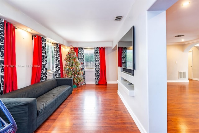 living room featuring hardwood / wood-style flooring