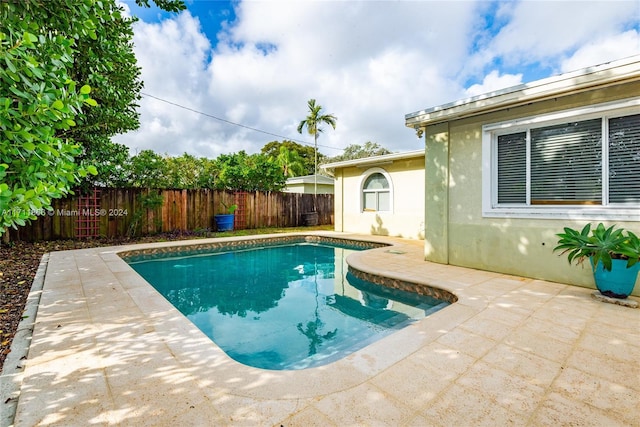 view of swimming pool with a patio area