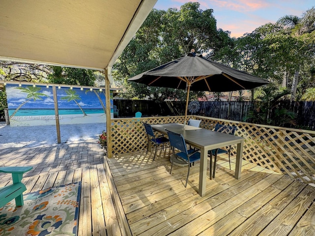 view of deck at dusk