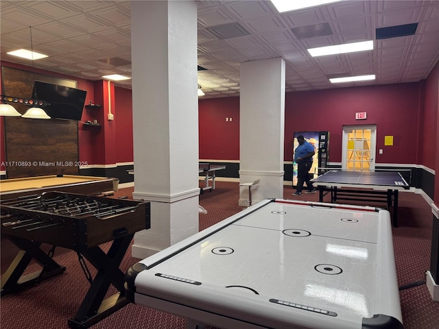 recreation room featuring ornate columns