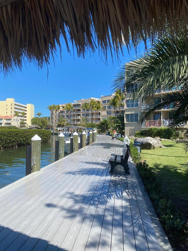 view of dock featuring a water view