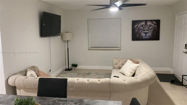 view of tiled living room