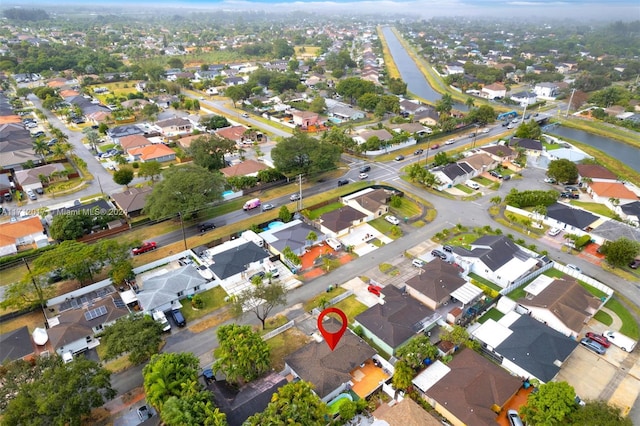 bird's eye view featuring a water view