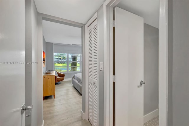 hall featuring light wood-type flooring