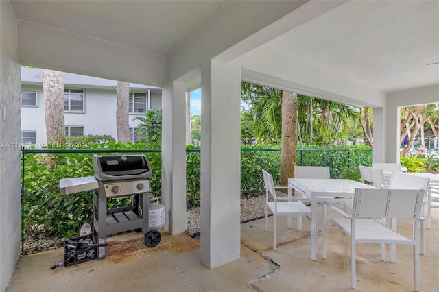 view of patio / terrace featuring a grill