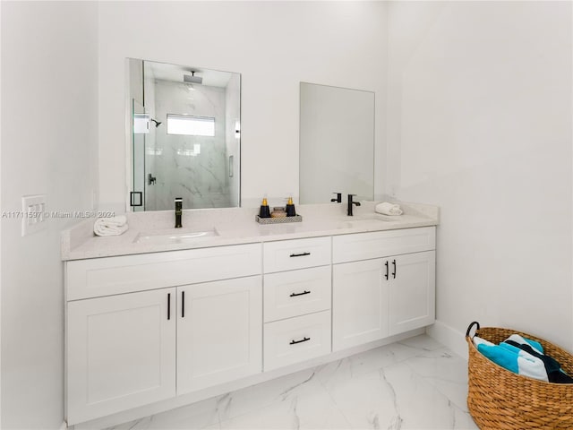 bathroom featuring vanity and walk in shower