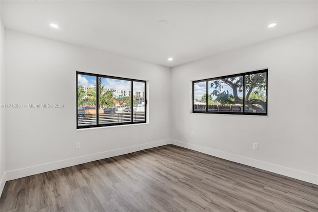 unfurnished room with wood-type flooring