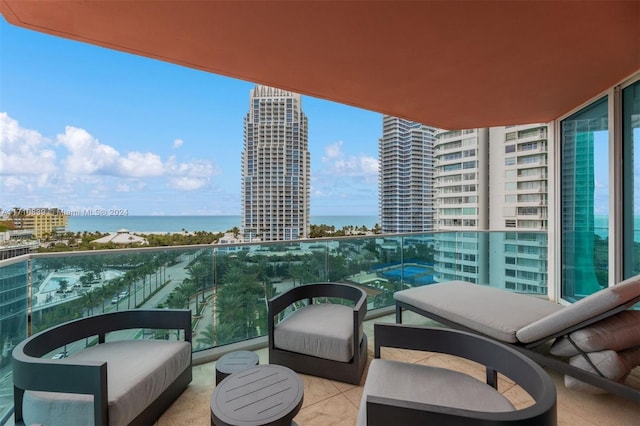 balcony with a water view