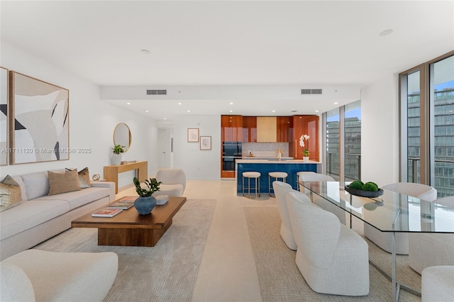 living room with visible vents