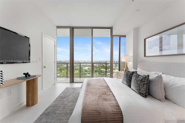 bedroom with floor to ceiling windows