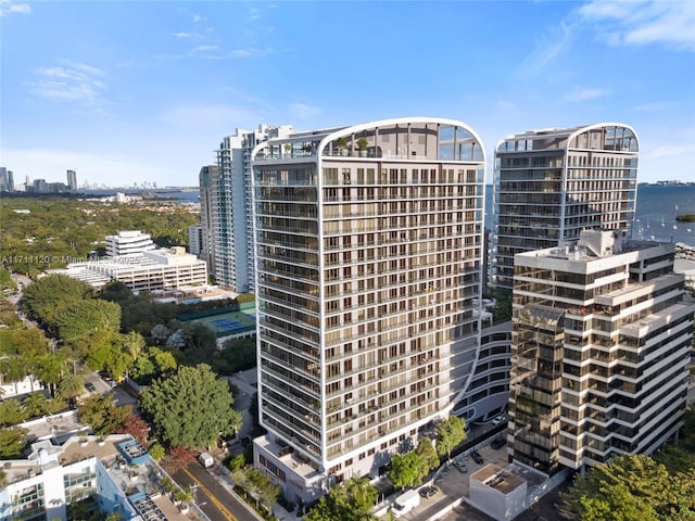 view of building exterior with a view of city