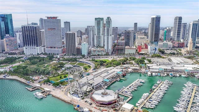 property's view of city with a water view