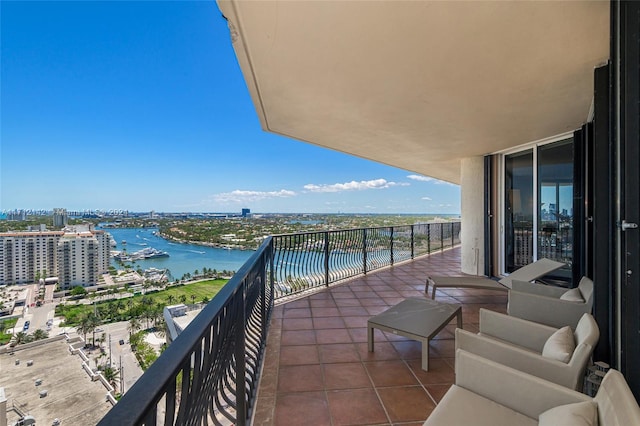 balcony with a water view