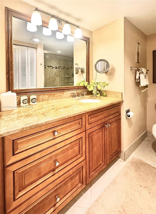 1016 Newcastle A 1016, Boca Raton, FL 33434 - bathroom with vanity, a tile shower, and tile patterned floors
