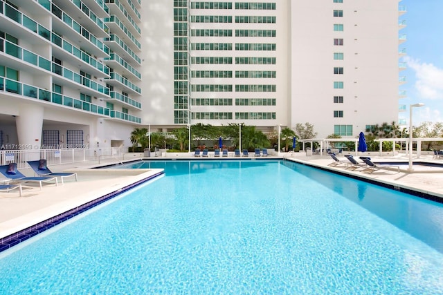 view of pool featuring a patio area