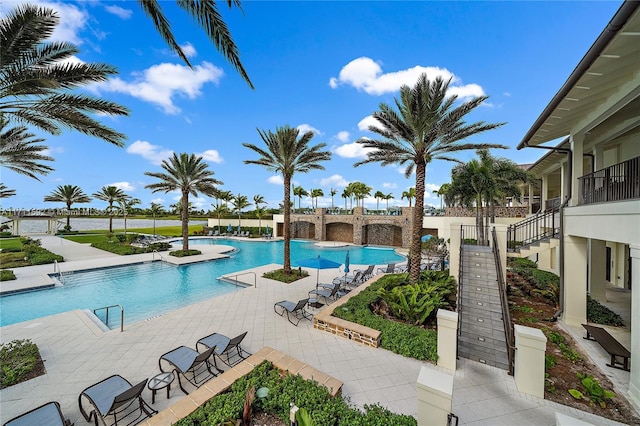 view of pool with a patio area