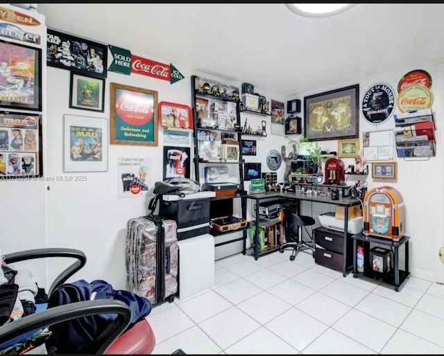 view of tiled home office