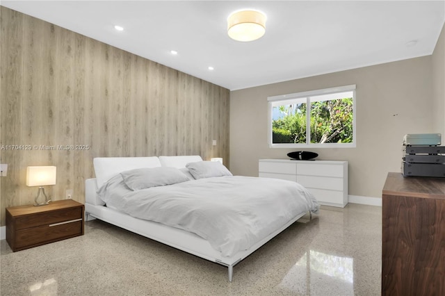 9008 Dickens Ave, Surfside, FL 33154 - bedroom with speckle patterned floor, baseboards, and recessed lighting