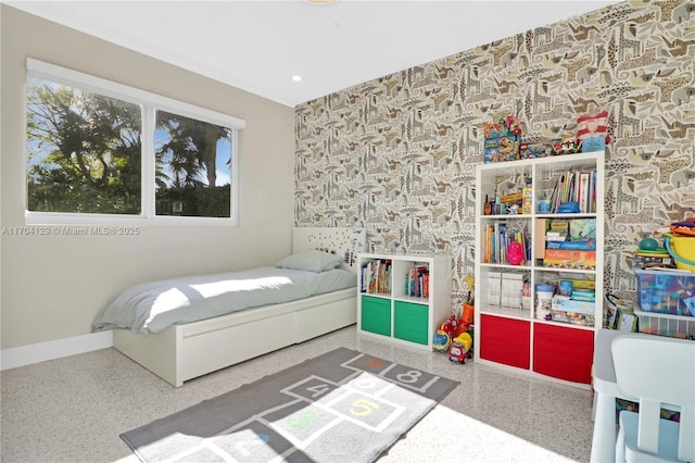 9008 Dickens Ave, Surfside, FL 33154 - bedroom with speckle patterned floor, baseboards, and recessed lighting