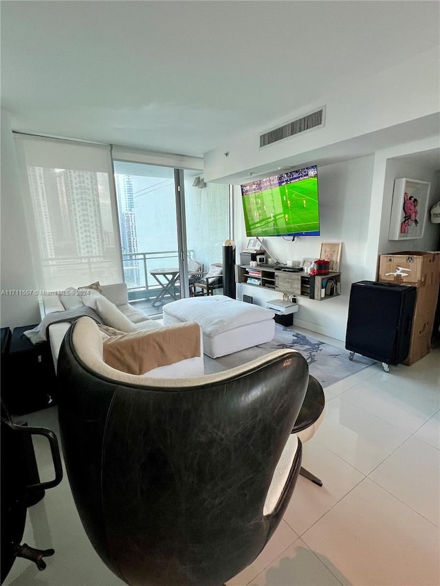 view of tiled living room