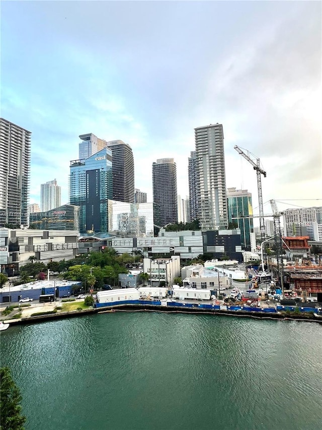 view of city with a water view