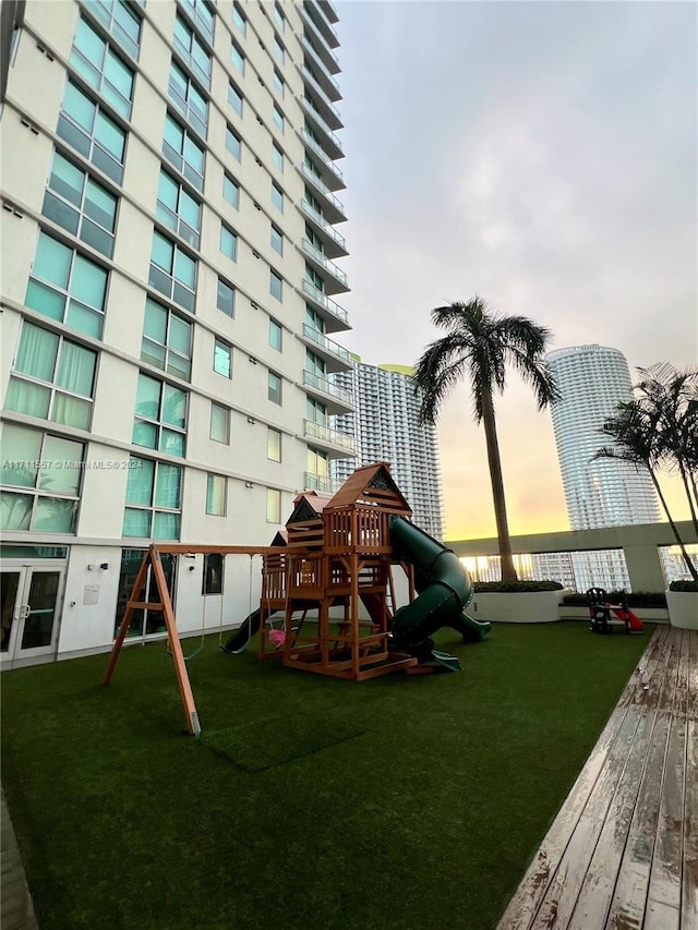 view of playground at dusk