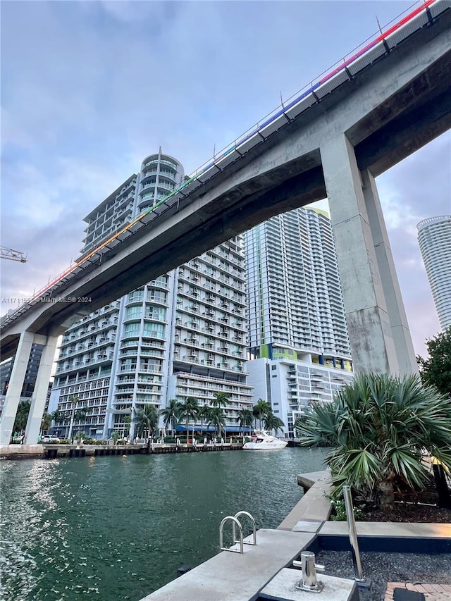 view of building exterior featuring a water view