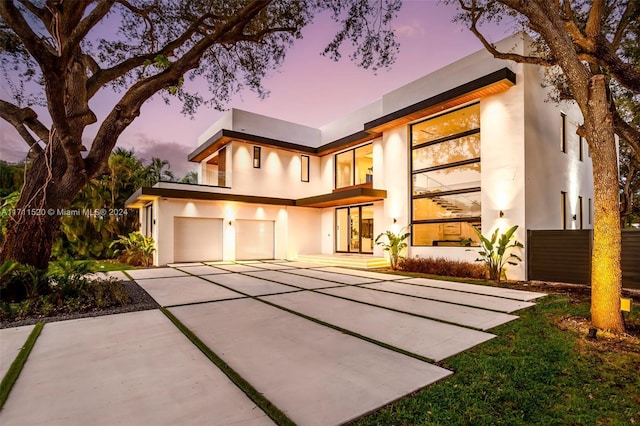 contemporary house featuring a garage