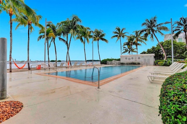 view of pool featuring a patio