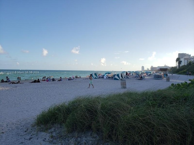 property view of water featuring a view of the beach