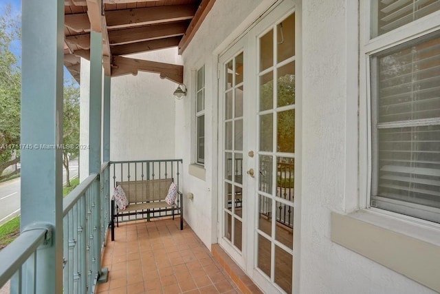 balcony with french doors