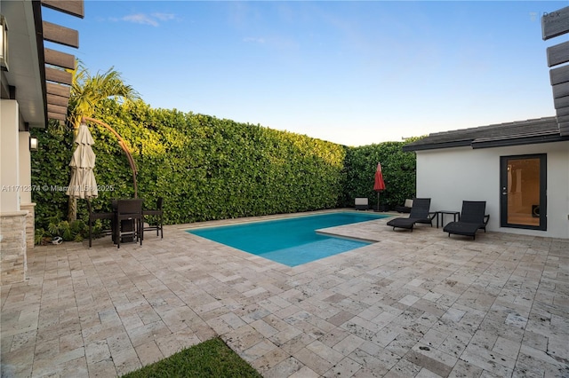 view of swimming pool featuring a patio