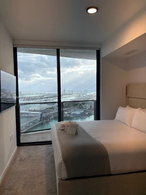 bedroom with a water view