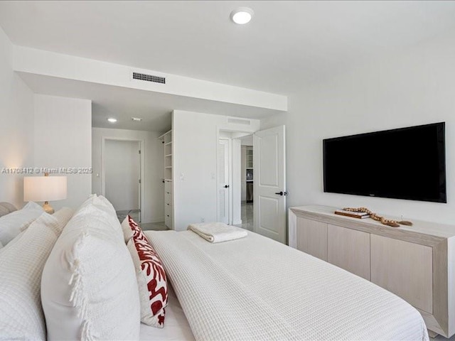 bedroom featuring recessed lighting and visible vents