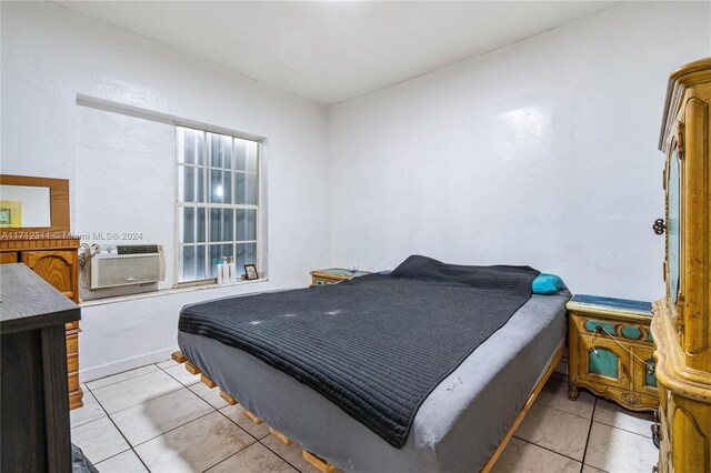 tiled bedroom with cooling unit