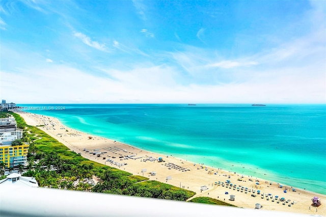 view of water feature featuring a beach view