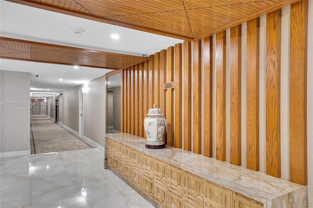 11113 Biscayne Blvd Unit 255, Miami, FL 33181 - hall featuring marble finish floors and recessed lighting