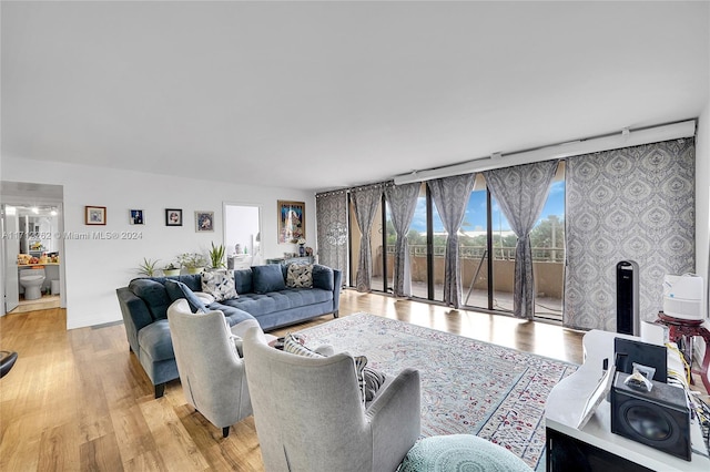 living room with light wood-type flooring